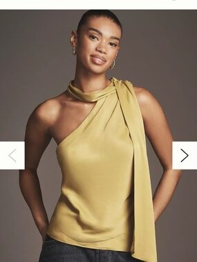 By Anthropologie One-Shoulder Tie-Neck Top